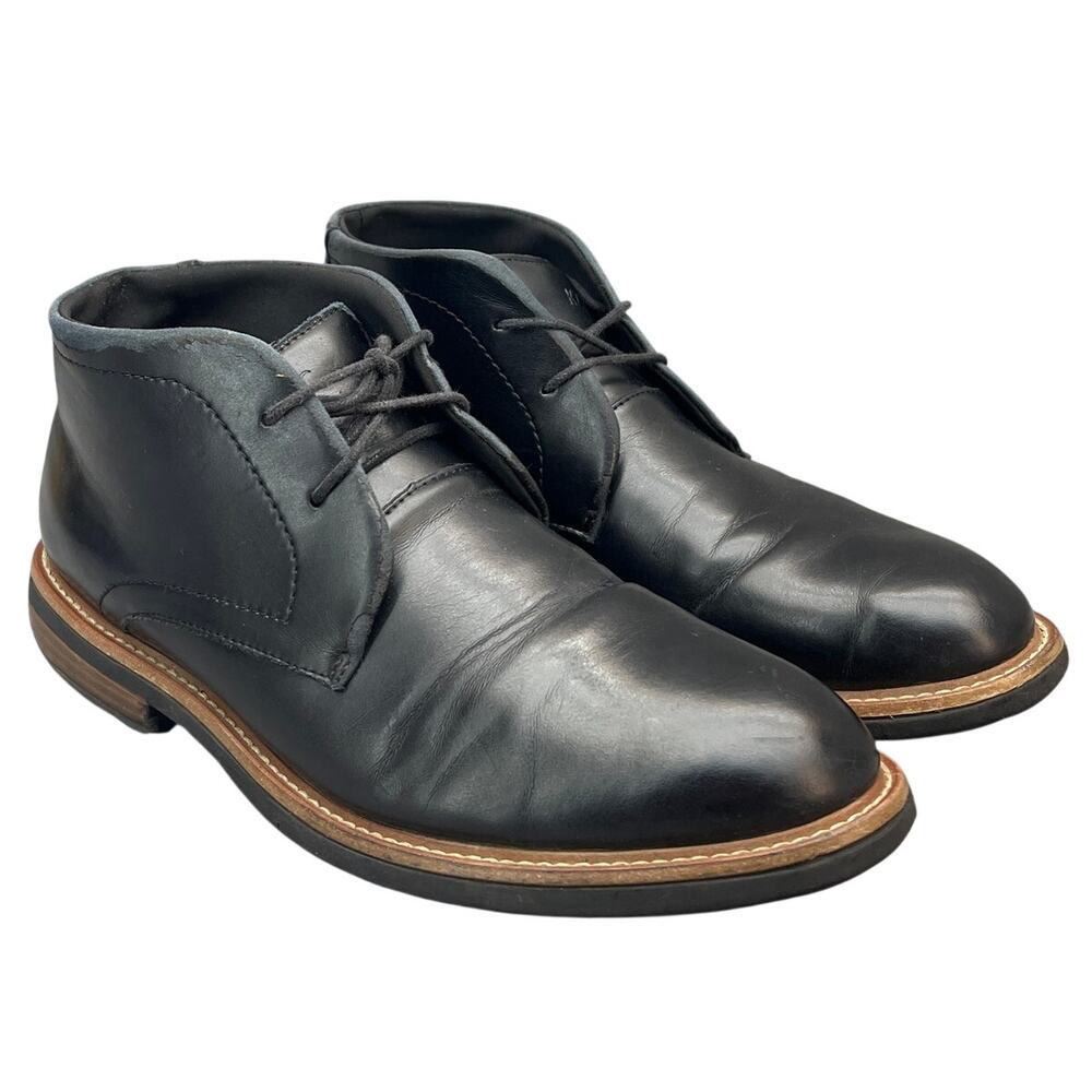 Kenneth Cole Black Faux Leather Chukka Boots Men 9